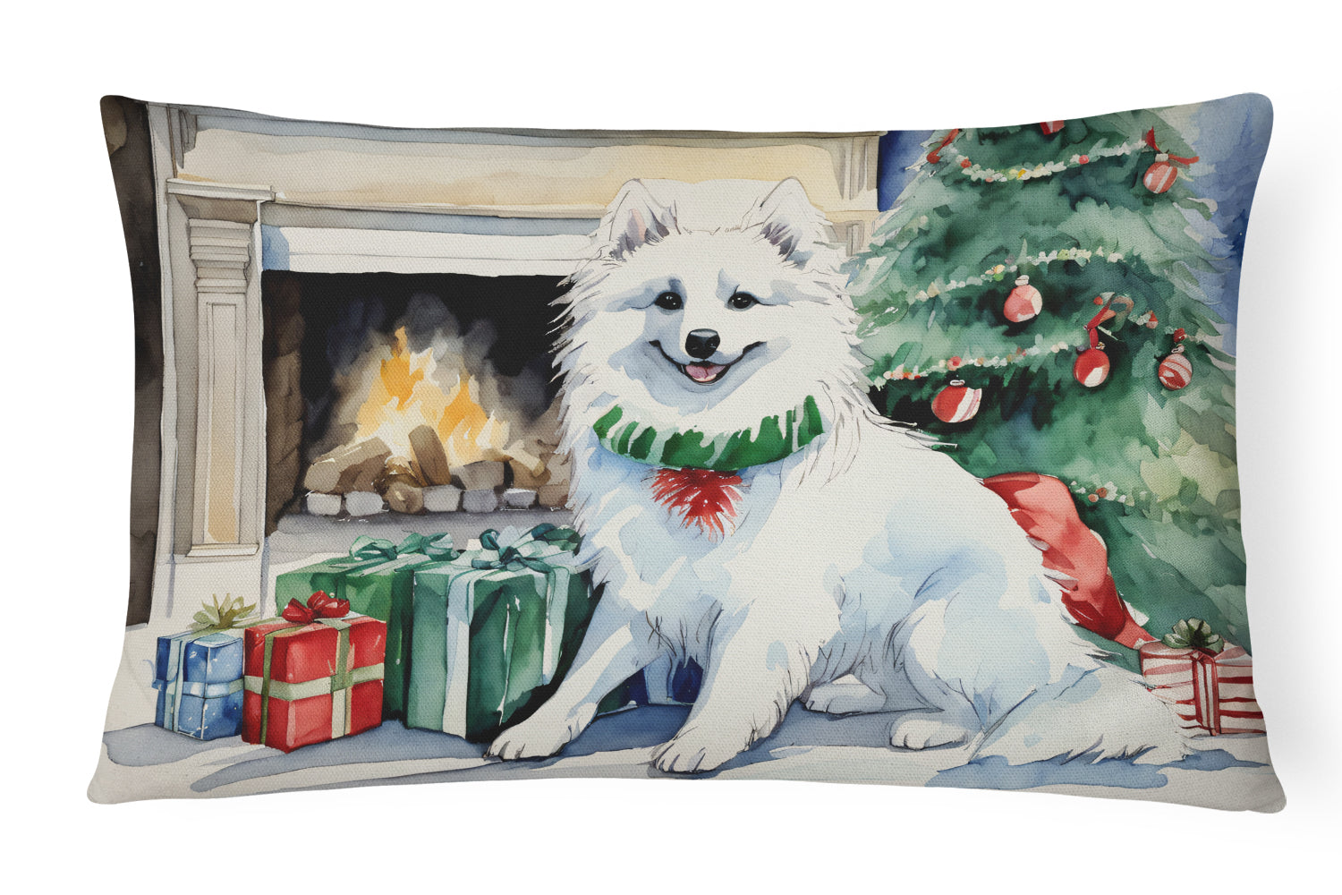 American Eskimo Christmas Throw Pillow