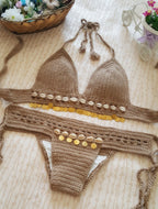 Vintage Handmade Crochet Bikini Beachwear Set for Women