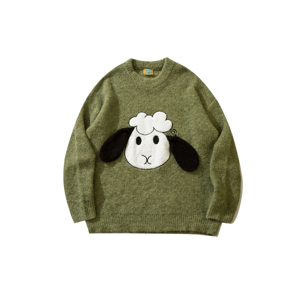 Embroidered Casual Loose Knit Round Neck Sweater