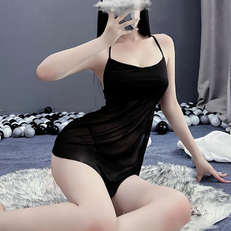 Sexy Summer Sheer Mesh Nightgown with Slit Dress