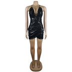 Sexy Backless Spaghetti Strap Dress with Sequins