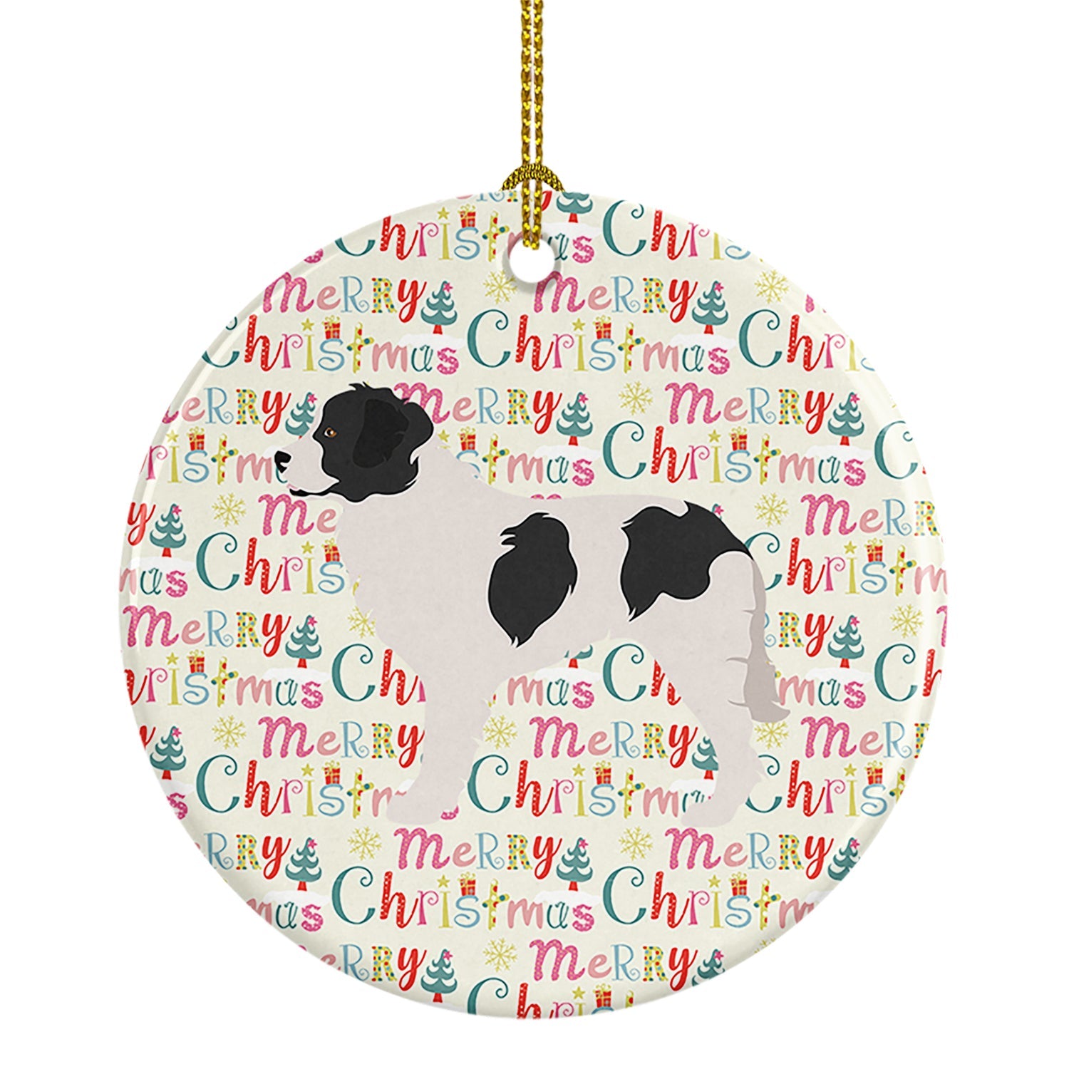 Landseer Merry Christmas Ceramic Ornament