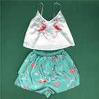 Satin Fox Print Cami and Shorts Pajama Set
