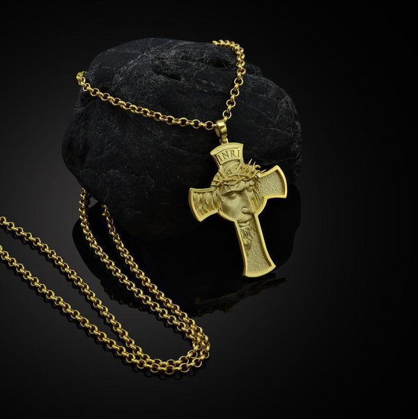 [Duplicate] Vintage Jesus Cross Necklace with Leather Cord | Christian Jewelry