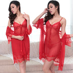 Lace Transparent Lingerie Set with Eyelash Straps (3 Pcs)