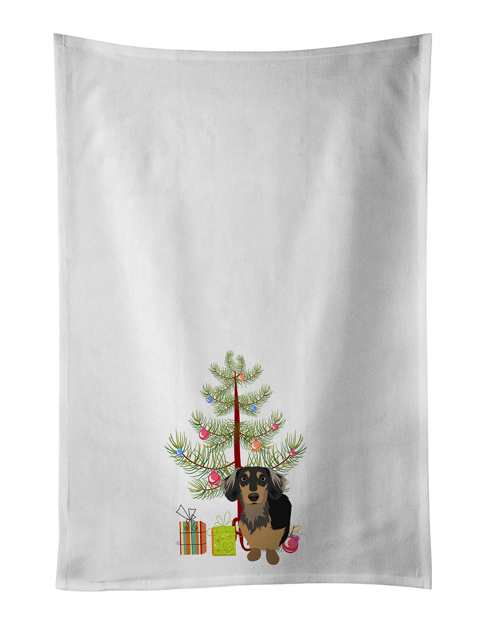 Dachshund Black and Tan #4 Christmas Kitchen Towel Set of 2