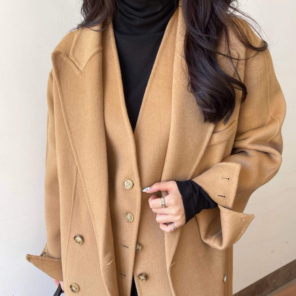 Women's Two-Piece Woolen Coat Vest Set