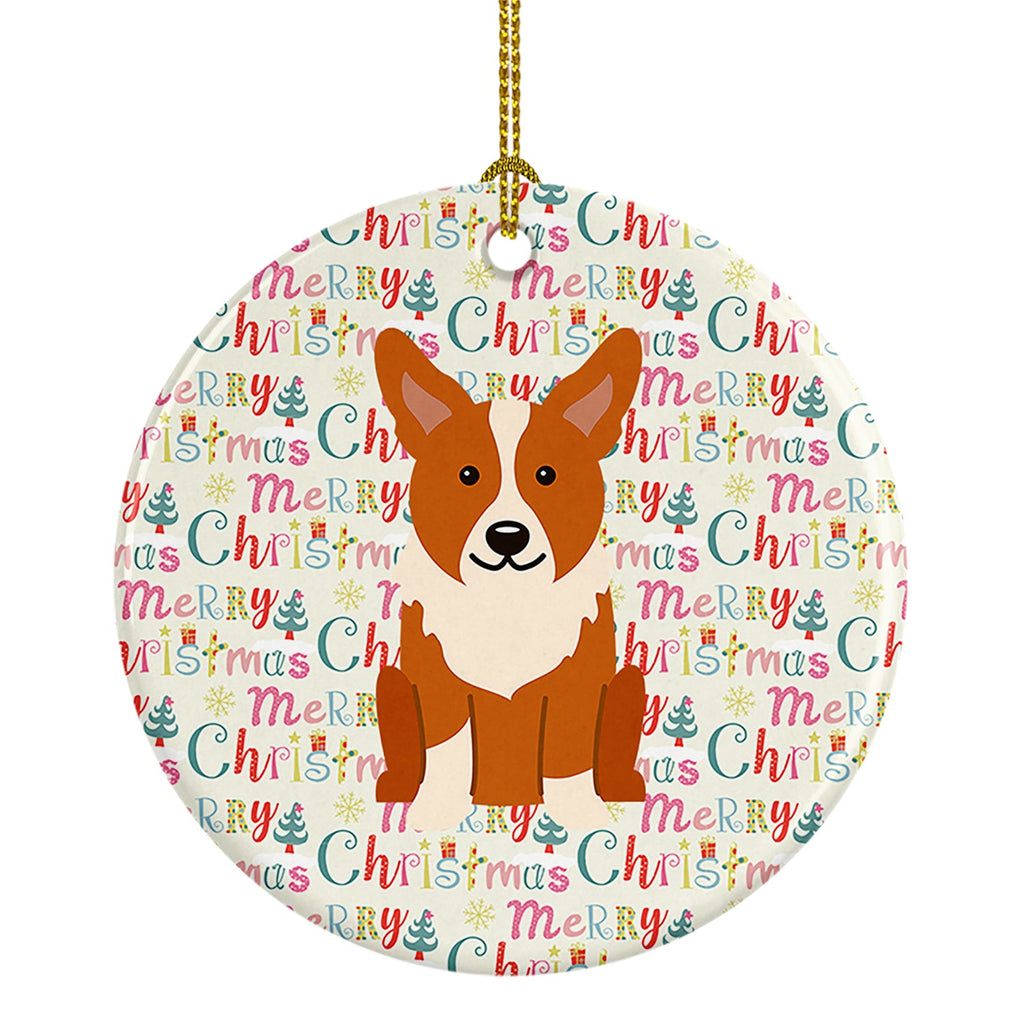 Merry Christmas Corgi Ceramic Ornament