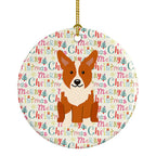 Merry Christmas Corgi Ceramic Ornament