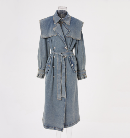 Denim Trench Coat with High-End Design (One Set)