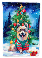 Keeshond Christmas Garden Flag