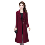 Slim Fit Woolen Overknee Mid-length Coat for Women