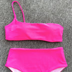 Chanshuang 2019 High-Waisted One-Shoulder Bikini Set
