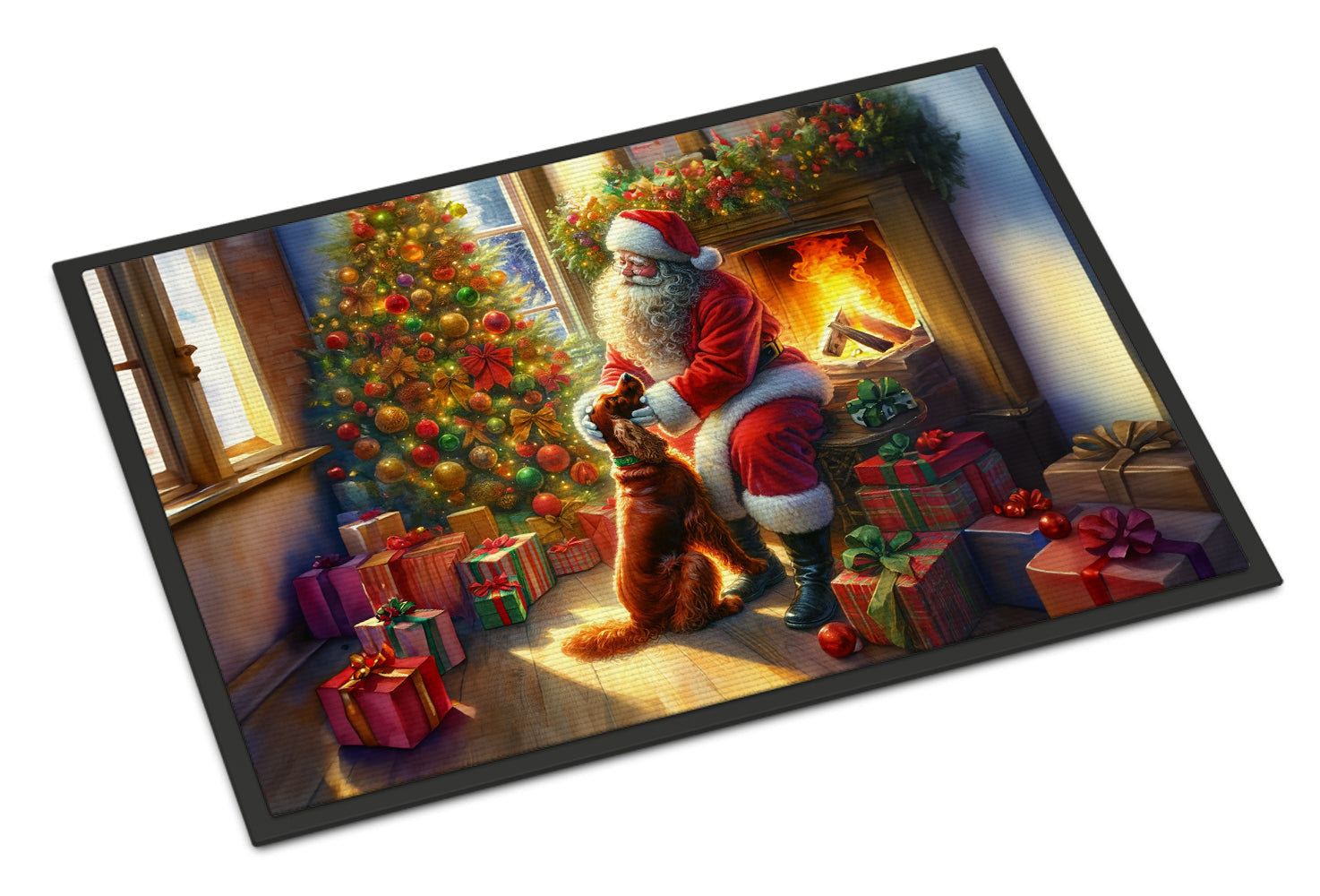 Irish Setter and Santa Claus Doormat