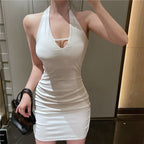 Cut Out Halter Neck Bodycon Dress for Parties