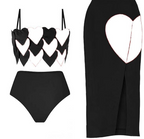 Heart-Print High-Waist Bikini Set