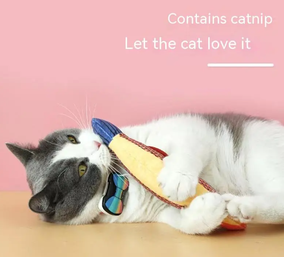 Catnip Fish Plush Cat Toy Soft Kicker Chew Toy with Crinkle Sound Interactive Kitten Teething Toy 22cm