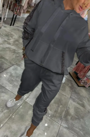 Athletic Hooded Sweatshirt and Jogger Set