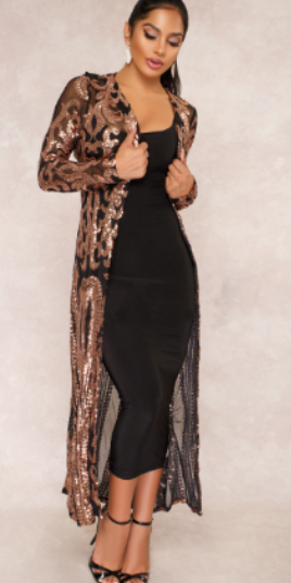 Maxi Luxury Cardigan with Sequin Detail (One Piece)