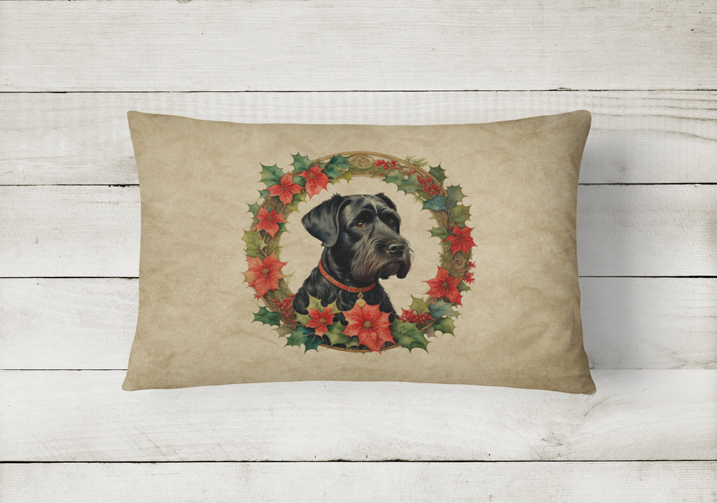 Giant Schnauzer Christmas Flowers Throw Pillow
