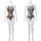 Gradient AB Sequin Swimsuit with Ties (One Piece)