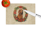 Irish Setter Christmas Flowers Glass Cutting Board
