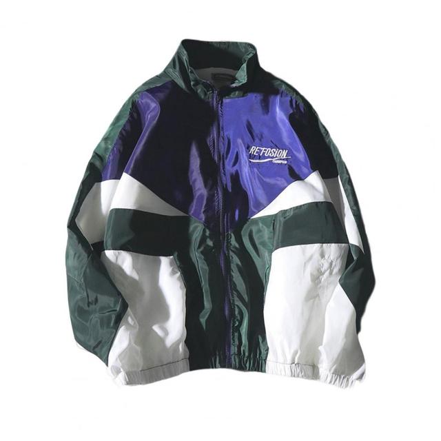 Hip Hop Patchwork Windbreaker Jacket for Men and Women