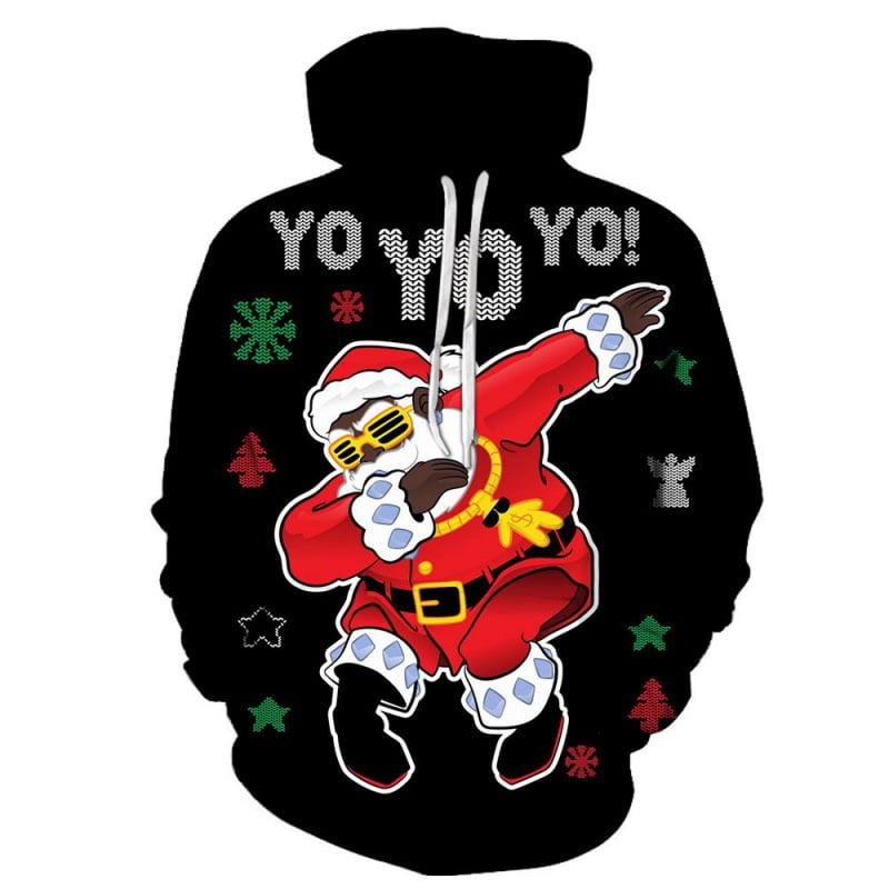 Cartoon Santa Digital Print Polyester Sweatshirt | Streetwear