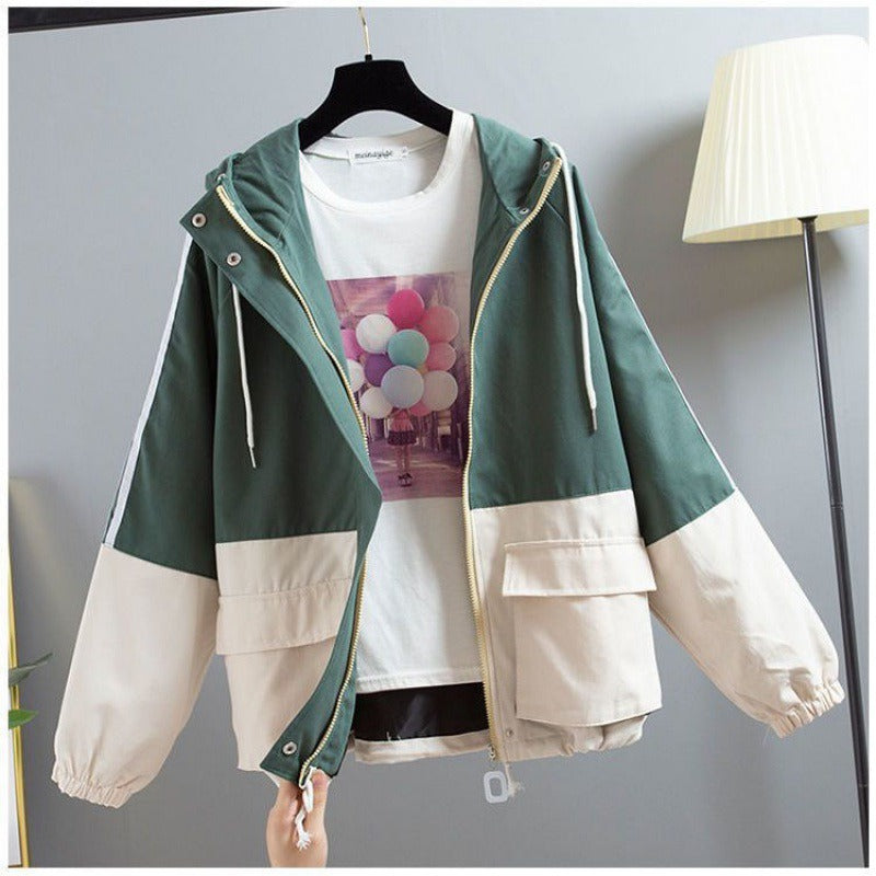 Women's Loose Hooded Utility Jacket for Autumn (One Piece)