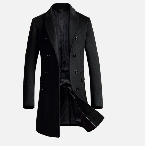 Slim Fit Men's Woolen Trench Coat