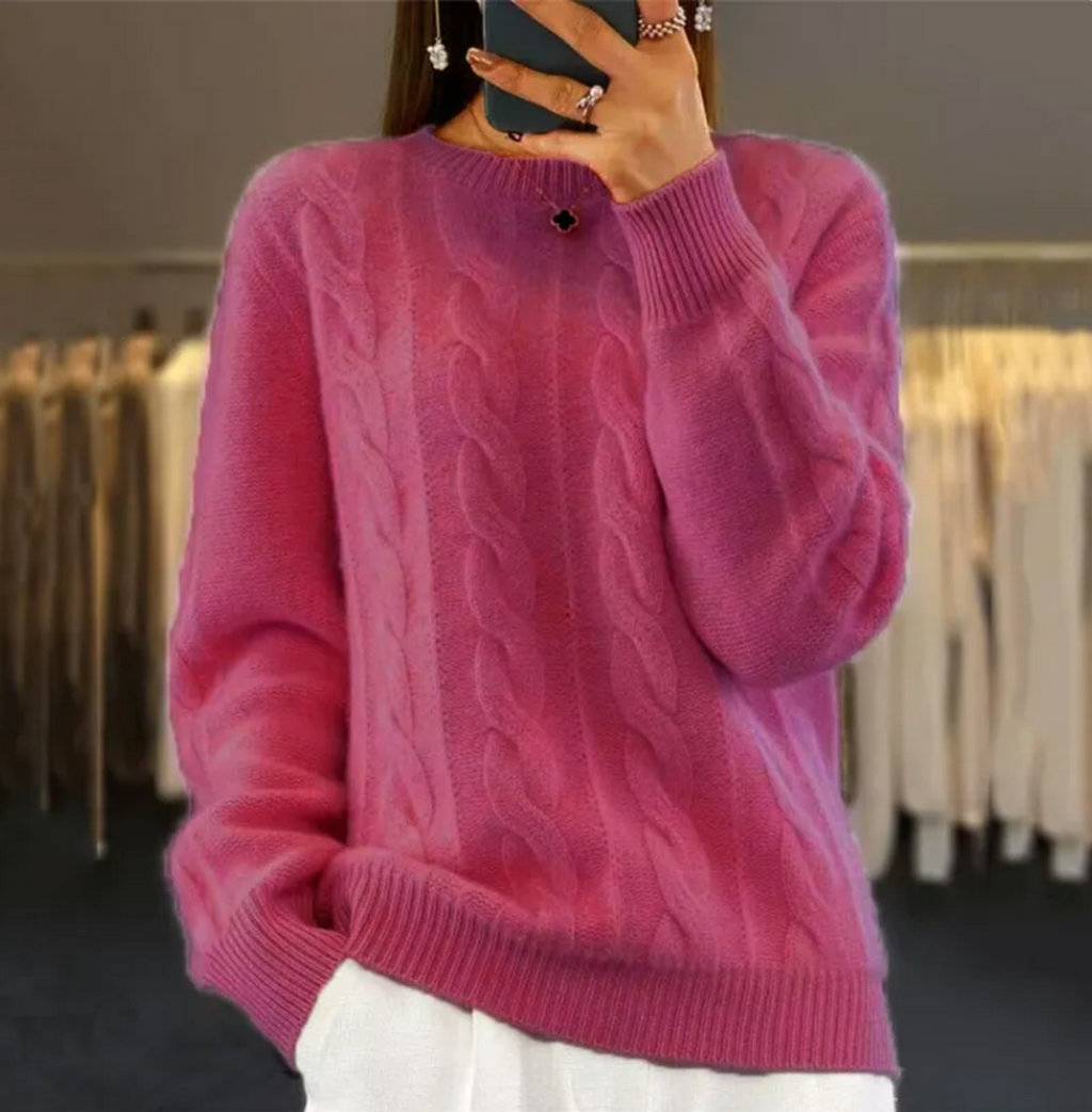 Women's Retro Cable-Knit Pullover Sweater | Streetwear