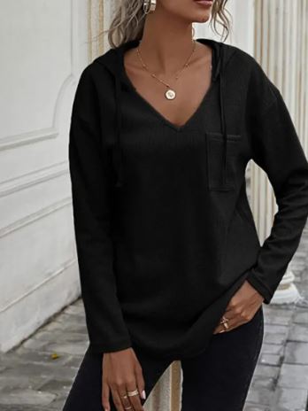 Casual V-neck Long Sleeve Hoodie | Streetwear