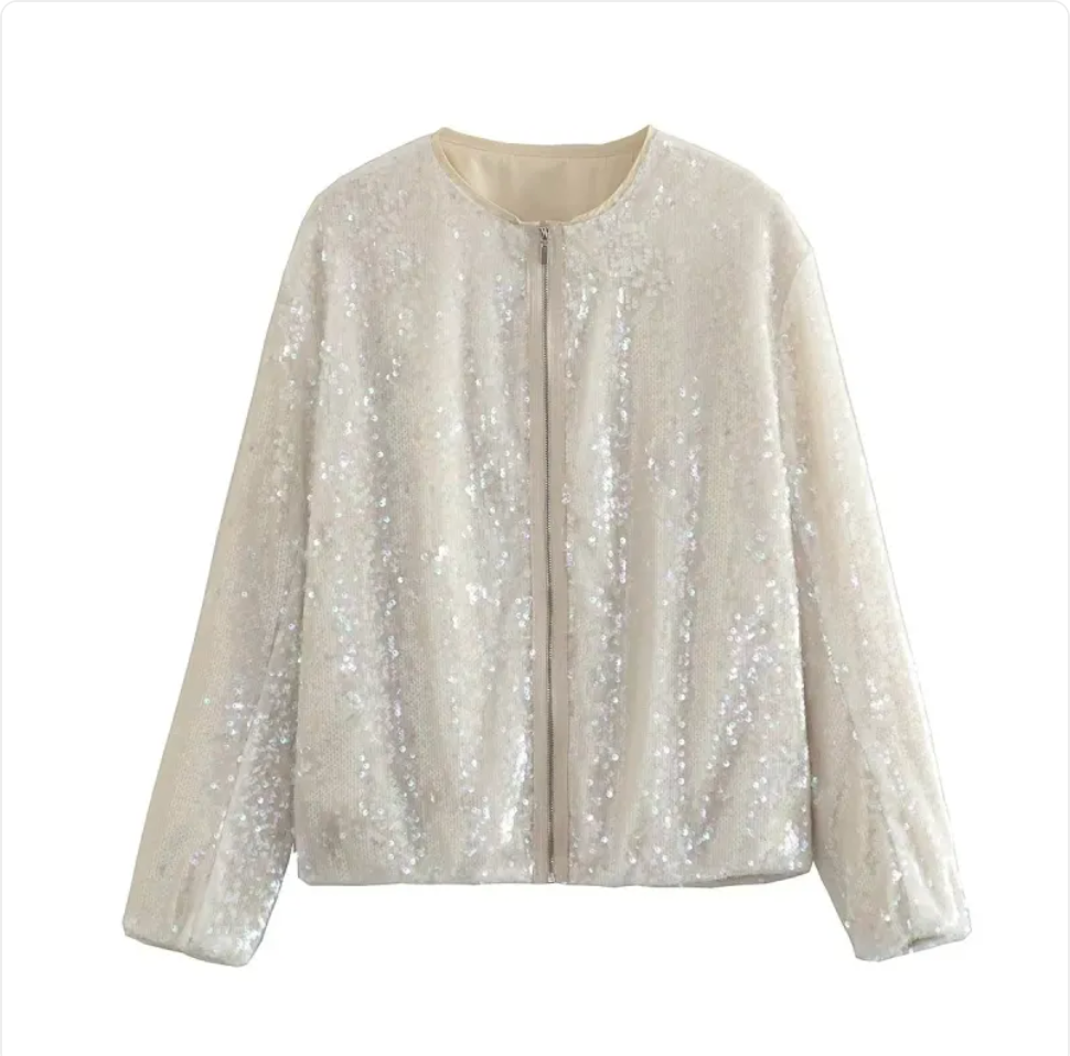 Women's Sequined Crew Neck Jacket