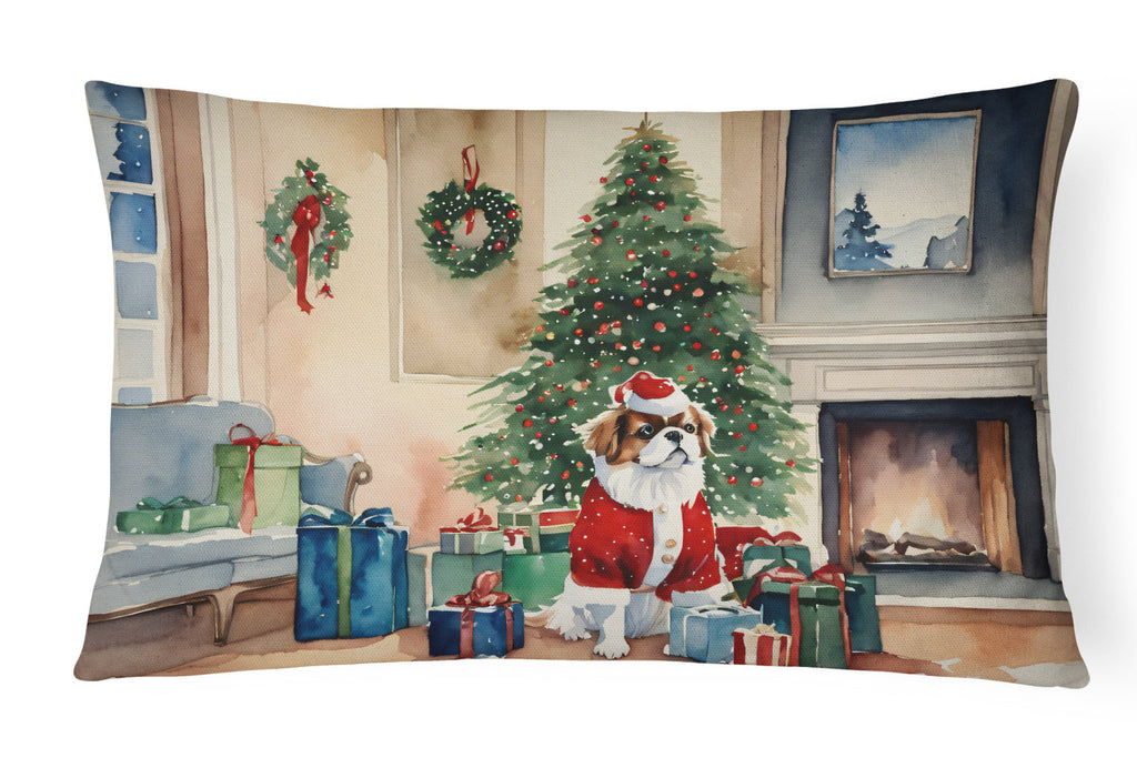 Japanese Chin Cozy Christmas Throw Pillow