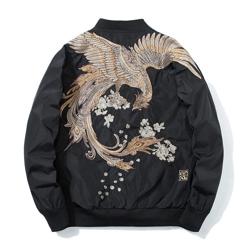 Spring Pilot Bomber Jacket with Bird Embroidery for All