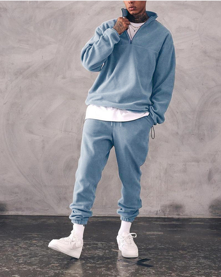 Men's Casual Thick Fleece Long-Sleeve T-Shirt Suit | Streetwear
