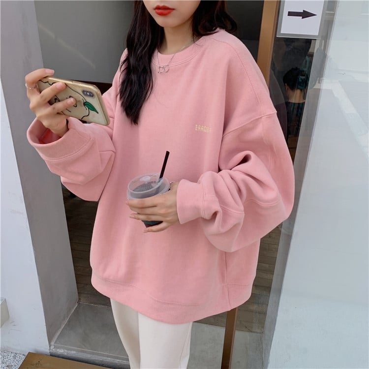 Versatile Loose Letters Velvet Sweater