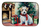 Sealyham Terrier Cozy Christmas Dish Drying Mat