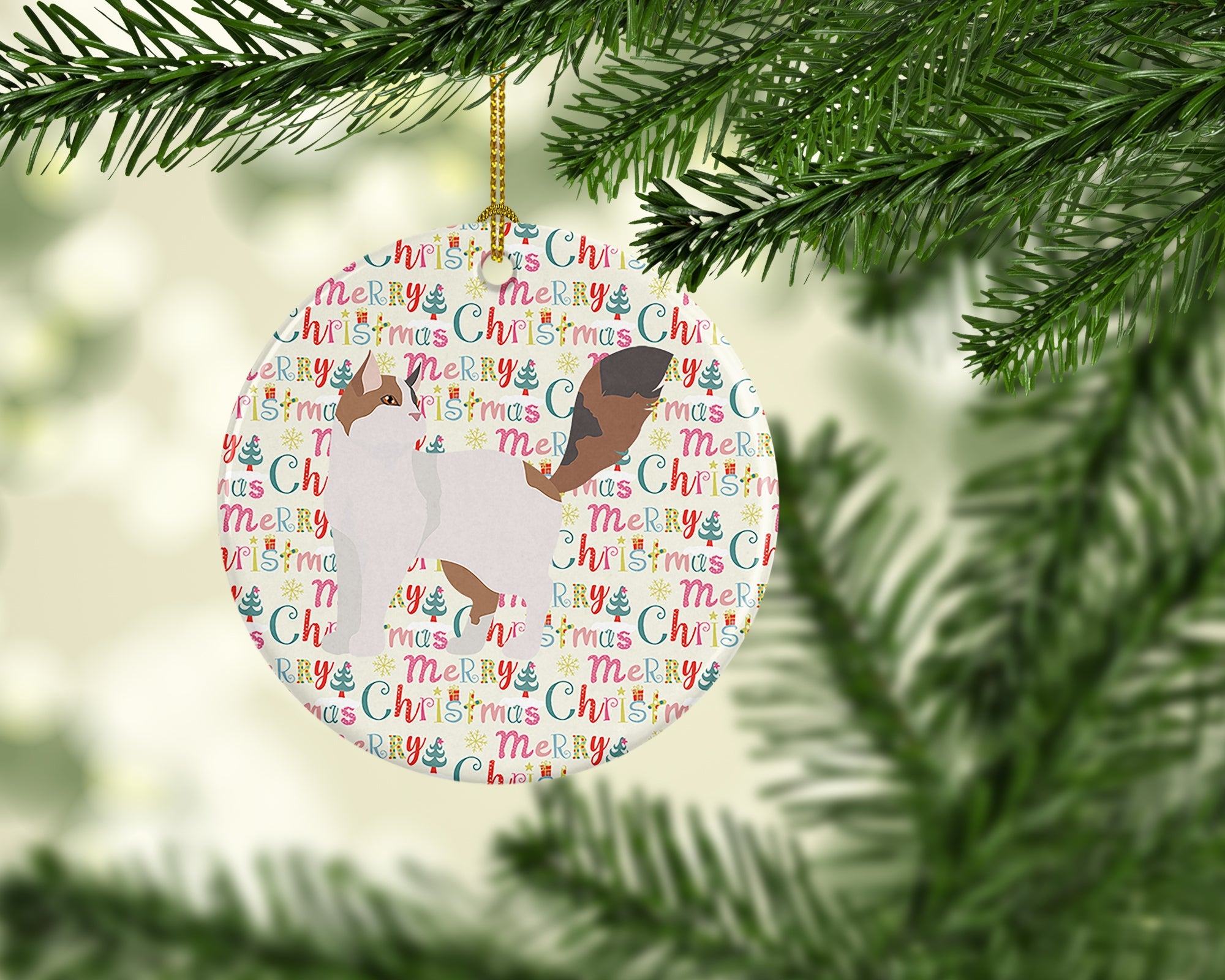 Turkish Van Cat Christmas Ceramic Ornament