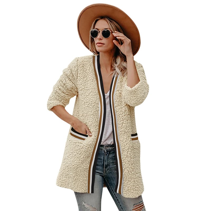 Mid-Length Temperament Plush Coat