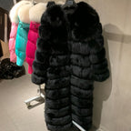 X-Long Real Fox Fur Coat for Women - Warm Winter Wear