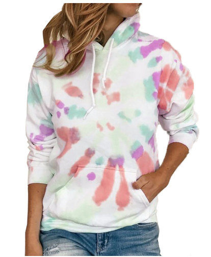 Colorful Tie Dye Print Hooded Long Sleeve Sweatshirt | Streetwear