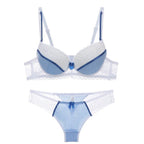 Lace Striped Lingerie Set with Bra and Panties