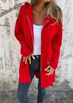 Colored Zipper Hooded Jacket Coat