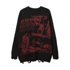Retro Graffiti Character Brocade Sweater (American Style)