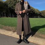 Medium Length Woolen Plaid Coat