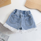 Girls' Summer Bowknot Denim Shorts for Ages 1-5