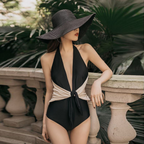 Women's Vintage One-Piece Swimsuit for Spa Vacations