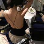 Tongse Summer Vacation Cross Back Tank Top Blouse