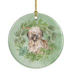 Briard Smiling Christmas Wreath Ceramic Ornament